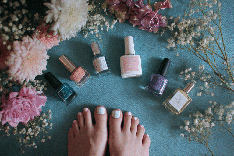 Summer 2025 toe nail polish ideas with French tips and floral art