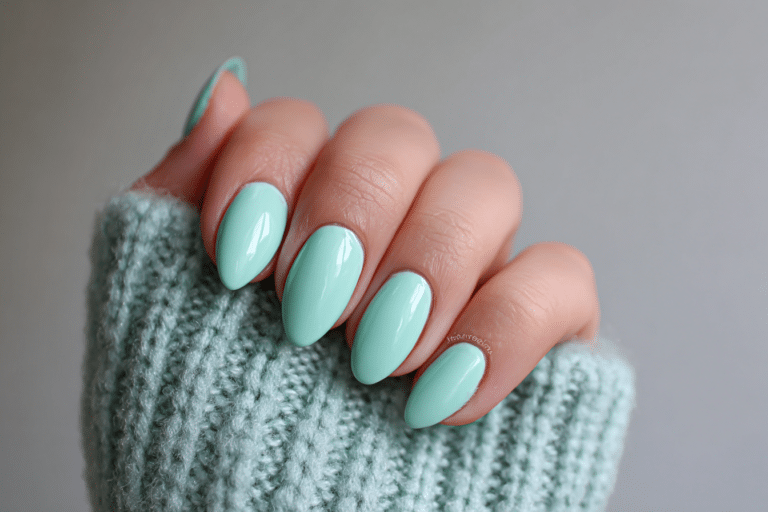 Cute Mint Green Nails 💚 Simple Almond Solid Color Nail Inspo for Spring & Summer