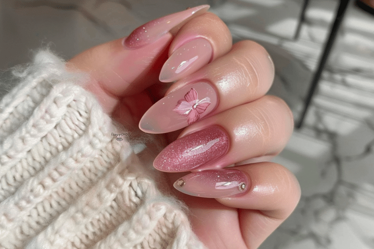Pink Cat Eye Oval Press on Nails