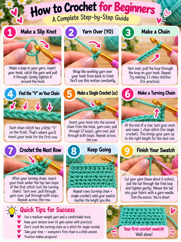 Guide crochet _ 9 étapes pour débutants