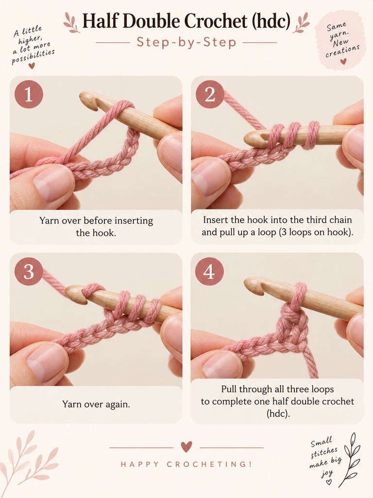 Half Double Crochet (hdc) Next step