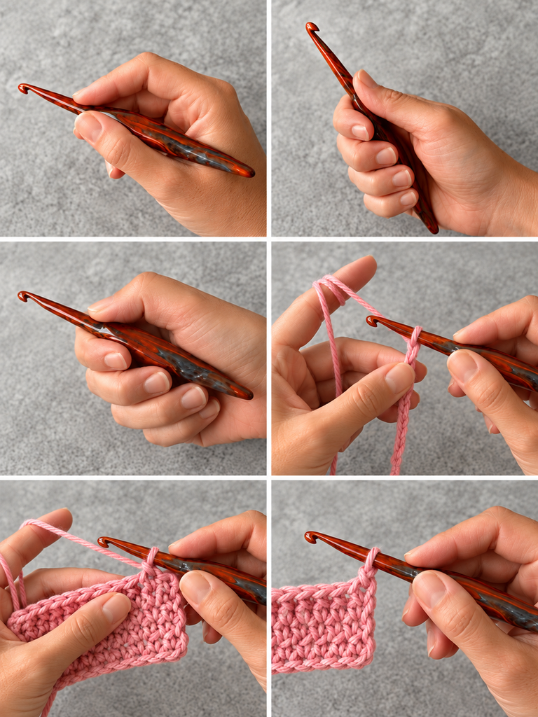 How to Hold a Crochet Hook and Yarn