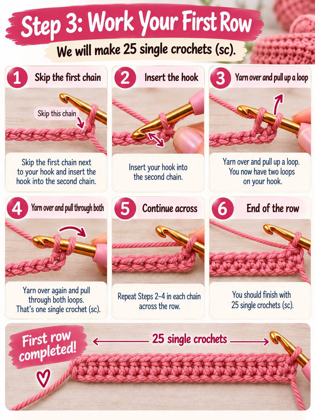 Step 3 Work your first row