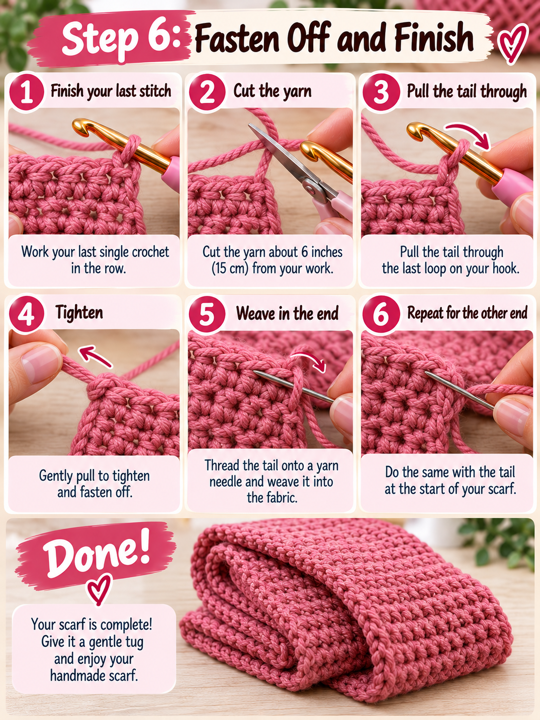 Step 6 Fasten off and finish