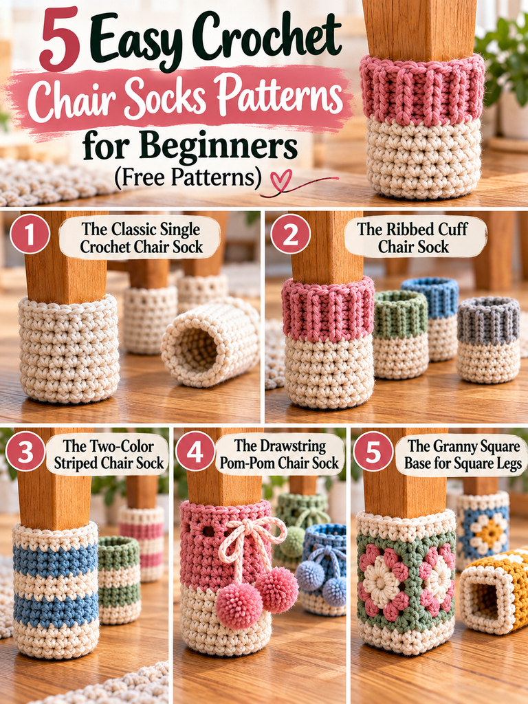 5 Easy Crochet Chair Socks Patterns for Beginners (Free Patterns)