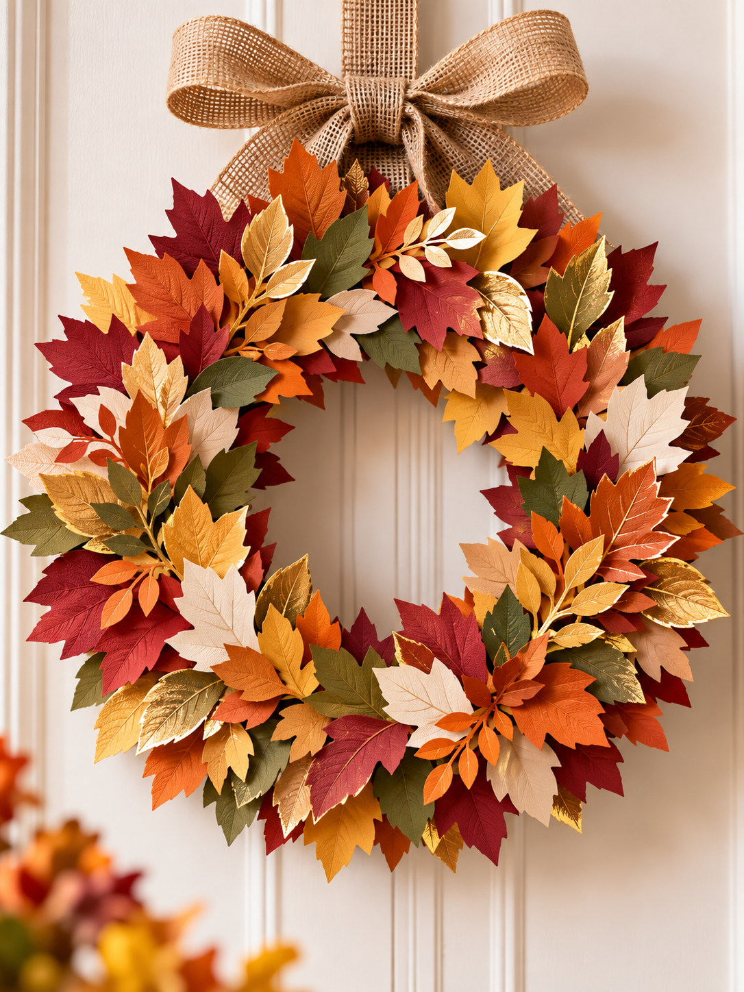1. Layered Paper Leaf Wreath