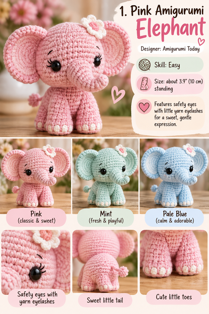 Pink Amigurumi Elephant