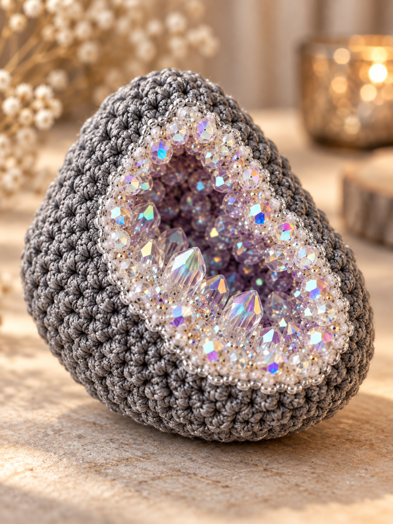 Single-layer beaded crochet geode