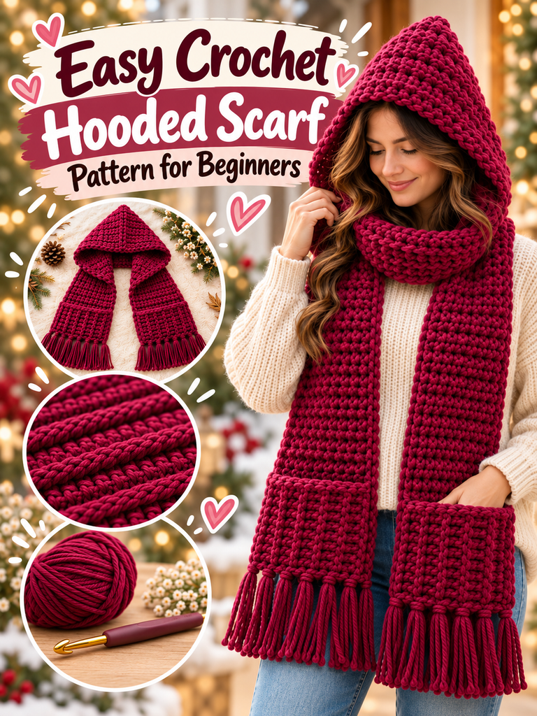 Easy Crochet Hooded Scarf Pattern for Beginners
