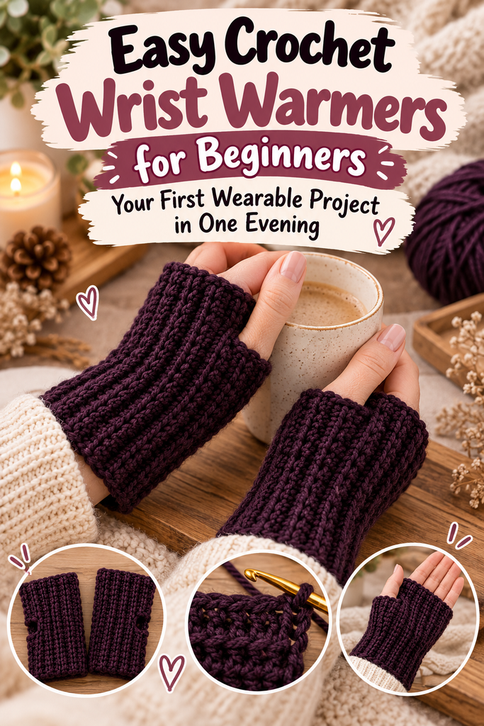 Easy Crochet Wrist Warmers for Beginners – Free Ribbed Pattern