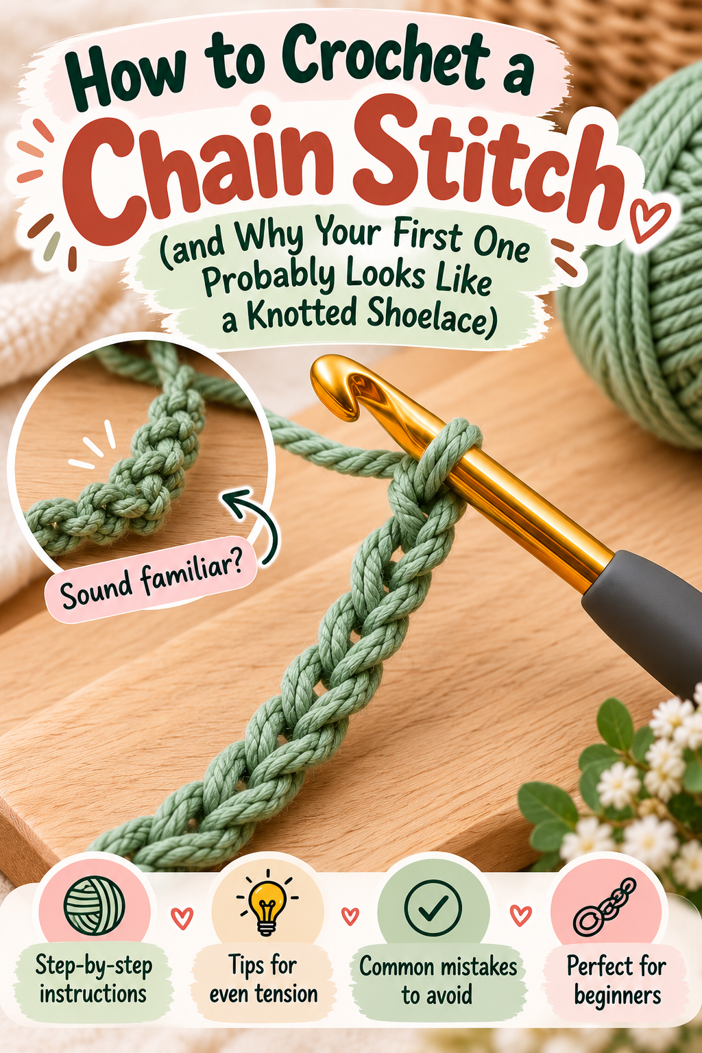 How to crochet a chain stitch for beginners step by step