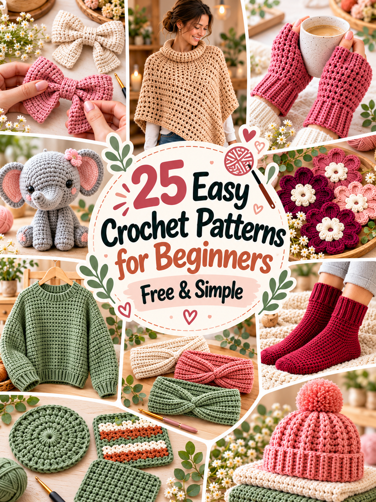 25 Easy Crochet Patterns for Beginners (Free & Simple)